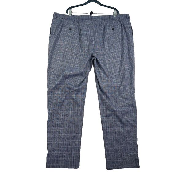 Michael Strahan Modern Fit Dress Pants Men's 48x32 Navy Blue Plaid Stretch - Picture 2 of 9